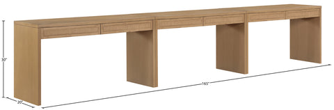 Yara Natural Cane, Solid Wood And Oak Veneer Desk, 3-Piece