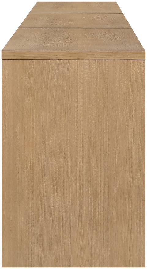Yara Natural Cane, Solid Wood And Oak Veneer Desk, 3-Piece