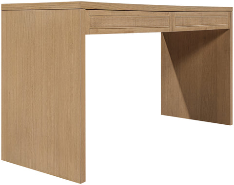 Yara Natural Cane, Solid Wood And Oak Veneer Desk, 1 Piece