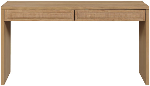 Yara Natural Cane, Solid Wood And Oak Veneer Desk, 1 Piece