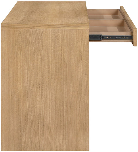Yara Natural Cane, Solid Wood And Oak Veneer Desk, 1 Piece
