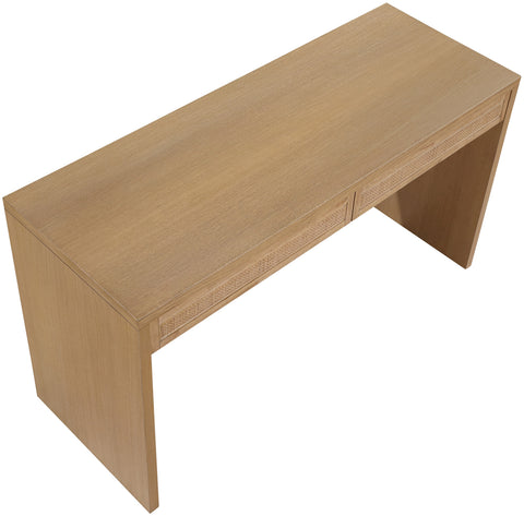 Yara Natural Cane, Solid Wood And Oak Veneer Desk, 1 Piece
