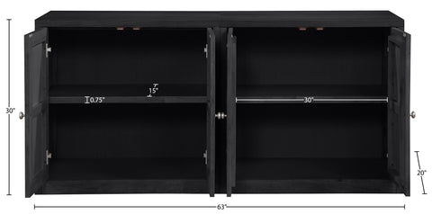 Selene Black Cane, Solid Wood And Oak Veneer Sideboard/Buffet, 2-Piece