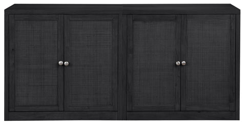 Selene Black Cane, Solid Wood And Oak Veneer Sideboard/Buffet, 2-Piece