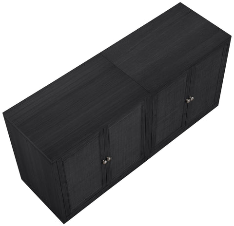 Selene Black Cane, Solid Wood And Oak Veneer Sideboard/Buffet, 2-Piece