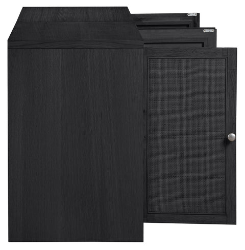 Selene Black Cane, Solid Wood And Oak Veneer Sideboard/Buffet, 2-Piece