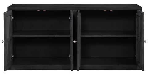 Selene Black Cane, Solid Wood And Oak Veneer Sideboard/Buffet, 2-Piece