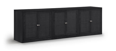 Selene Black Cane, Solid Wood And Oak Veneer Sideboard/Buffet, 3-Piece