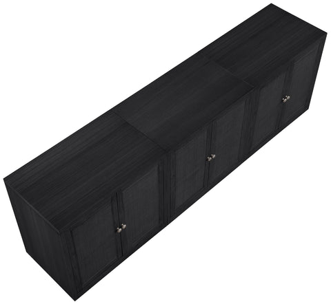 Selene Black Cane, Solid Wood And Oak Veneer Sideboard/Buffet, 3-Piece