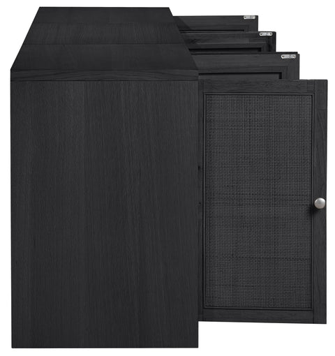 Selene Black Cane, Solid Wood And Oak Veneer Sideboard/Buffet, 3-Piece