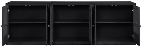 Selene Black Cane, Solid Wood And Oak Veneer Sideboard/Buffet, 3-Piece