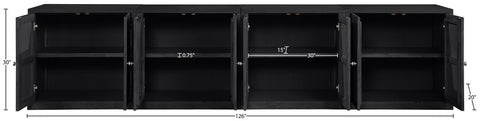 Selene Black Cane, Solid Wood And Oak Veneer Sideboard/Buffet, 4-Piece