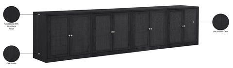 Selene Black Cane, Solid Wood And Oak Veneer Sideboard/Buffet, 4-Piece