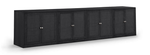 Selene Black Cane, Solid Wood And Oak Veneer Sideboard/Buffet, 4-Piece