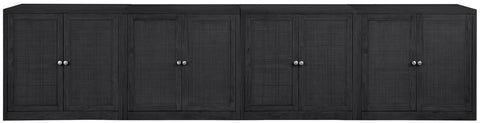 Selene Black Cane, Solid Wood And Oak Veneer Sideboard/Buffet, 4-Piece