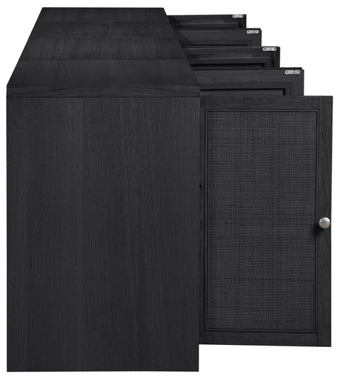 Selene Black Cane, Solid Wood And Oak Veneer Sideboard/Buffet, 4-Piece