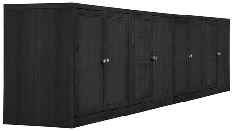 Selene Black Cane, Solid Wood And Oak Veneer Sideboard/Buffet, 4-Piece