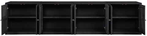 Selene Black Cane, Solid Wood And Oak Veneer Sideboard/Buffet, 4-Piece