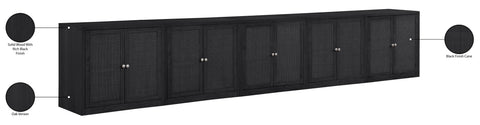Selene Black Cane, Solid Wood And Oak Veneer Sideboard/Buffet, 5-Piece