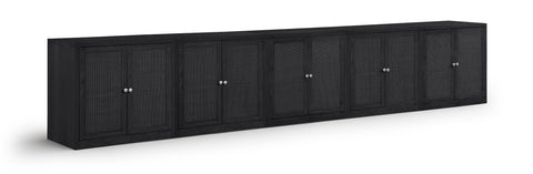 Selene Black Cane, Solid Wood And Oak Veneer Sideboard/Buffet, 5-Piece