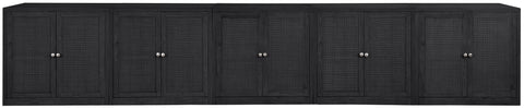 Selene Black Cane, Solid Wood And Oak Veneer Sideboard/Buffet, 5-Piece