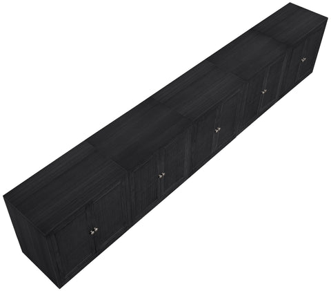 Selene Black Cane, Solid Wood And Oak Veneer Sideboard/Buffet, 5-Piece