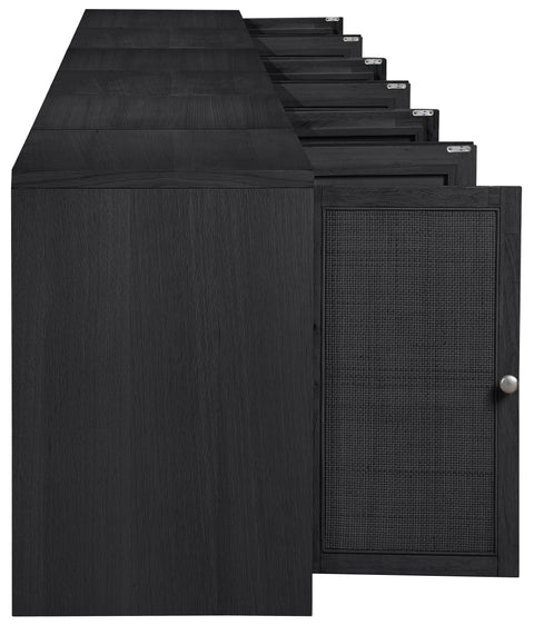 Selene Black Cane, Solid Wood And Oak Veneer Sideboard/Buffet, 5-Piece