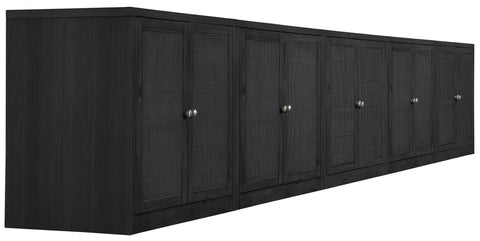 Selene Black Cane, Solid Wood And Oak Veneer Sideboard/Buffet, 5-Piece