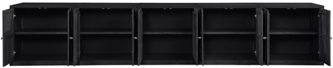 Selene Black Cane, Solid Wood And Oak Veneer Sideboard/Buffet, 5-Piece