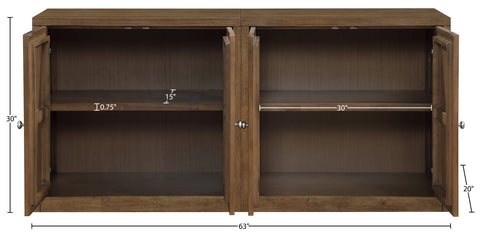 Selene Brown Cane, Solid Wood And Oak Veneer Sideboard/Buffet, 2-Piece