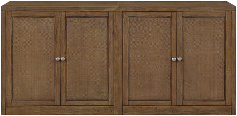 Selene Brown Cane, Solid Wood And Oak Veneer Sideboard/Buffet, 2-Piece
