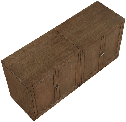 Selene Brown Cane, Solid Wood And Oak Veneer Sideboard/Buffet, 2-Piece