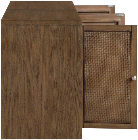 Selene Brown Cane, Solid Wood And Oak Veneer Sideboard/Buffet, 2-Piece