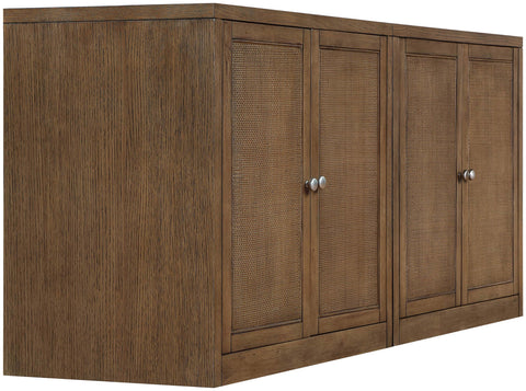 Selene Brown Cane, Solid Wood And Oak Veneer Sideboard/Buffet, 2-Piece