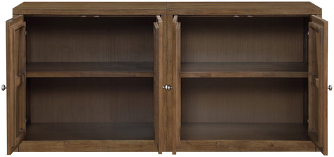 Selene Brown Cane, Solid Wood And Oak Veneer Sideboard/Buffet, 2-Piece