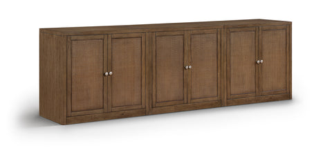 Selene Brown Cane, Solid Wood And Oak Veneer Sideboard/Buffet, 3-Piece