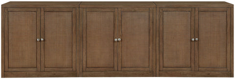 Selene Brown Cane, Solid Wood And Oak Veneer Sideboard/Buffet, 3-Piece