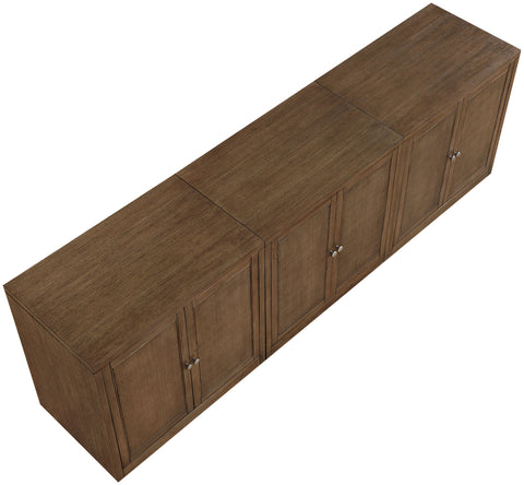 Selene Brown Cane, Solid Wood And Oak Veneer Sideboard/Buffet, 3-Piece