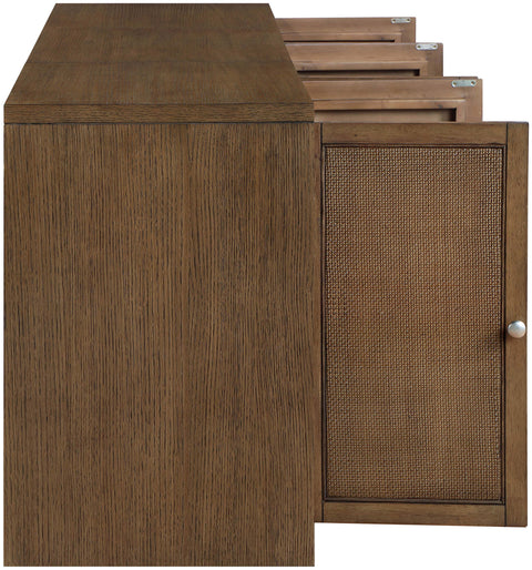 Selene Brown Cane, Solid Wood And Oak Veneer Sideboard/Buffet, 3-Piece