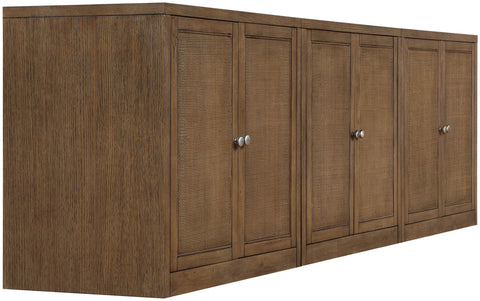 Selene Brown Cane, Solid Wood And Oak Veneer Sideboard/Buffet, 3-Piece