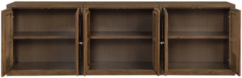 Selene Brown Cane, Solid Wood And Oak Veneer Sideboard/Buffet, 3-Piece