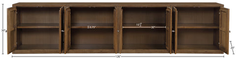 Selene Brown Cane, Solid Wood And Oak Veneer Sideboard/Buffet, 4-Piece