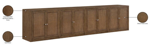 Selene Brown Cane, Solid Wood And Oak Veneer Sideboard/Buffet, 4-Piece