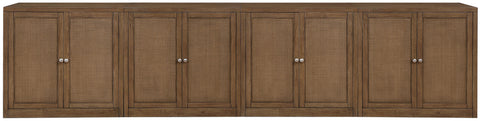 Selene Brown Cane, Solid Wood And Oak Veneer Sideboard/Buffet, 4-Piece