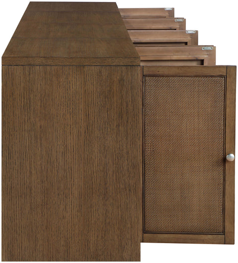 Selene Brown Cane, Solid Wood And Oak Veneer Sideboard/Buffet, 4-Piece