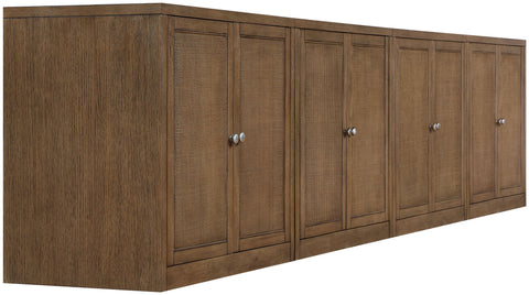 Selene Brown Cane, Solid Wood And Oak Veneer Sideboard/Buffet, 4-Piece