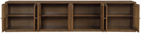 Selene Brown Cane, Solid Wood And Oak Veneer Sideboard/Buffet, 4-Piece