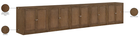 Selene Brown Cane, Solid Wood And Oak Veneer Sideboard/Buffet, 5-Piece