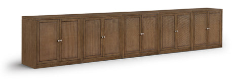 Selene Brown Cane, Solid Wood And Oak Veneer Sideboard/Buffet, 5-Piece