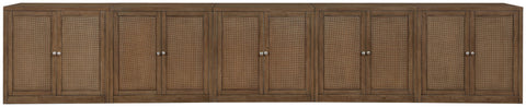 Selene Brown Cane, Solid Wood And Oak Veneer Sideboard/Buffet, 5-Piece